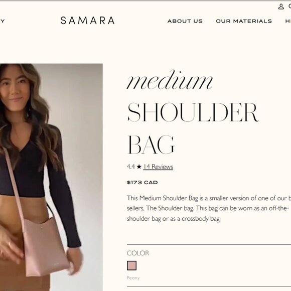 Samara NWT Medium Shoulder Bag Peony Vegan Leather and Vegan Suede Interior - Picture 8 of 8
